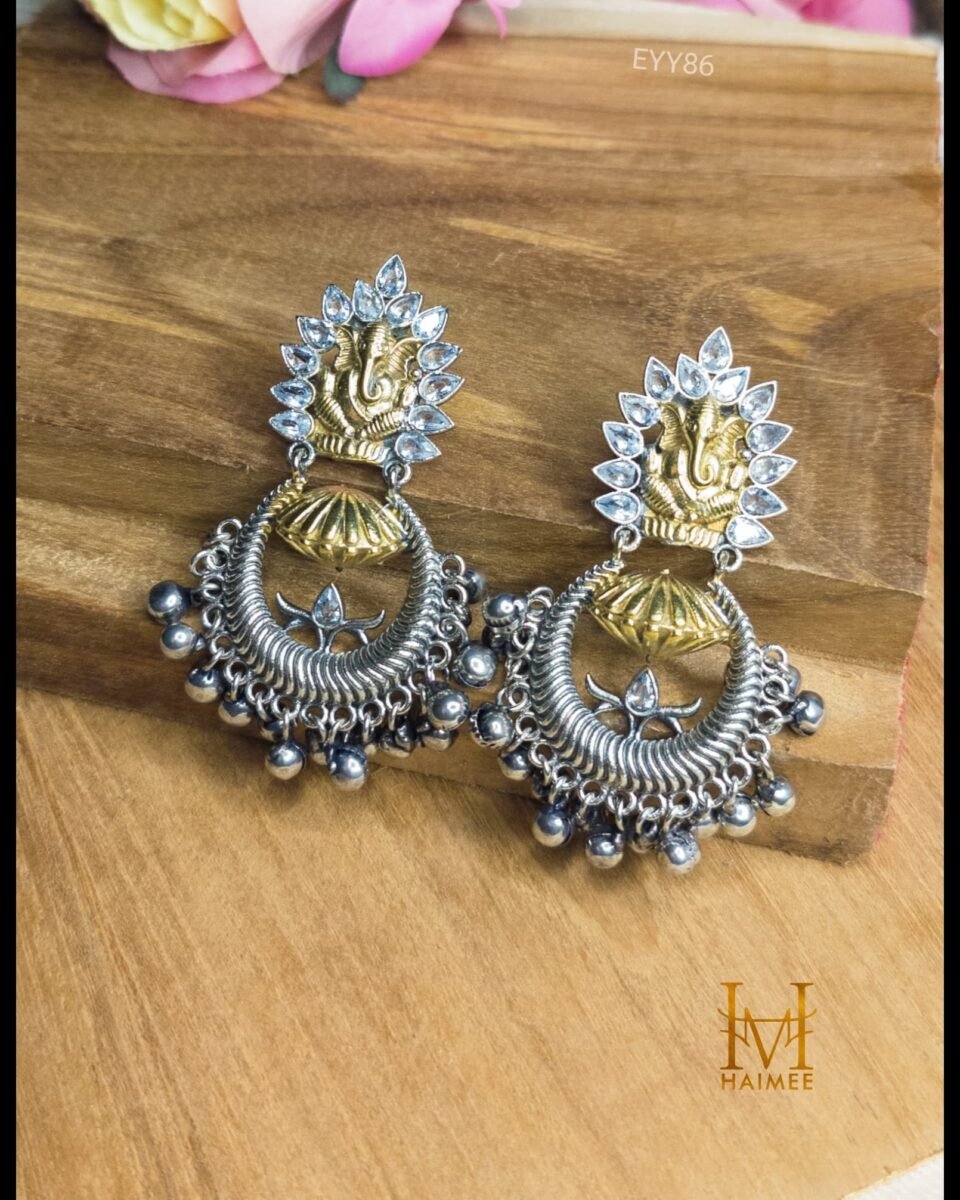 Buy Unique Brass Made Dual Tone Ganesha Earrings Online