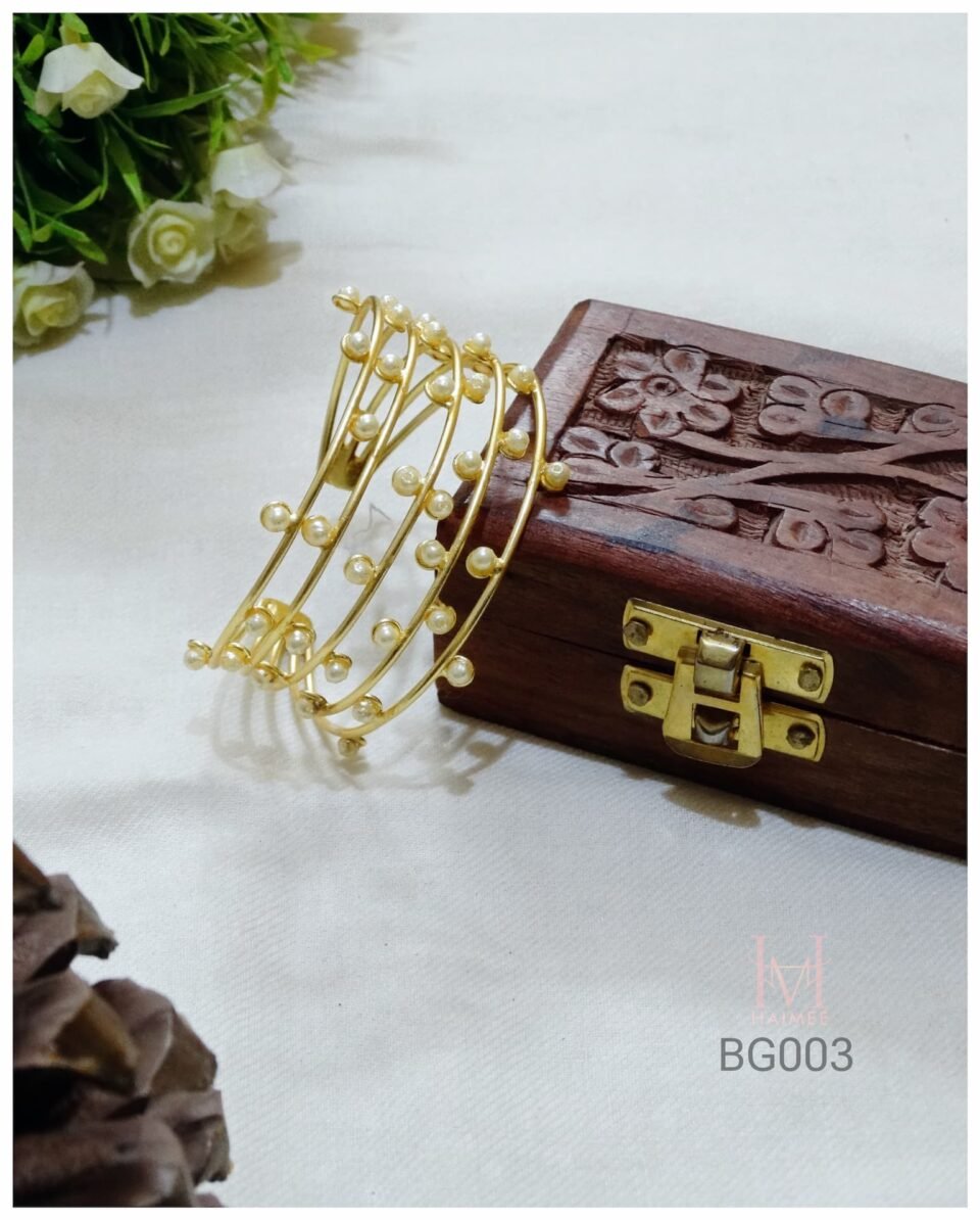 Gold Plated Multi-Layer Pearl-Style Traditional Bracelet