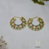 Gold plated hoops, hand painted meenakari work in vibrant colours. Indian traditional Jewellery