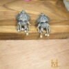 Elephant Motifs Earrings with small beads Silver Oxydized Jewellery