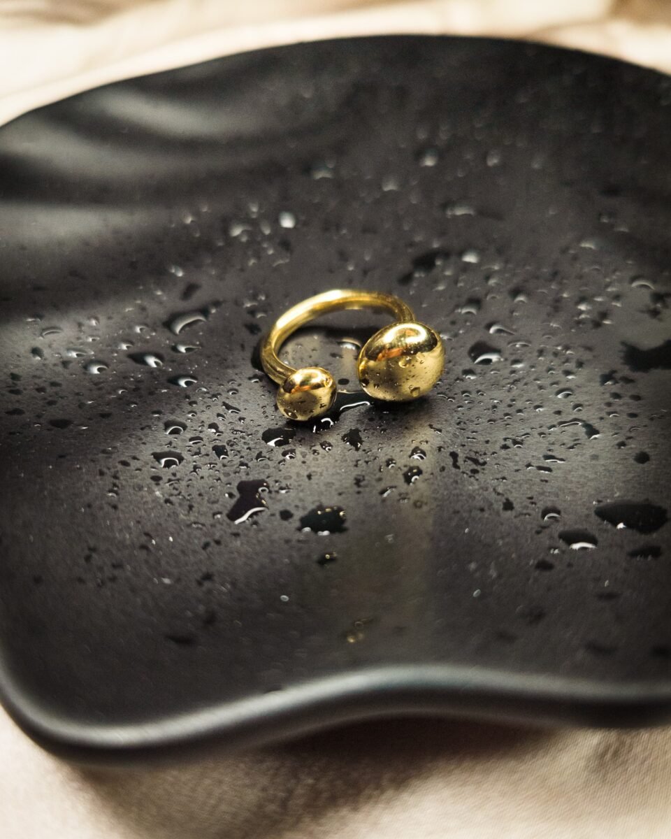 Dual Sphere Gold-Plated Tarnish Free Ring | Premium Minimalist Statement Jewelry