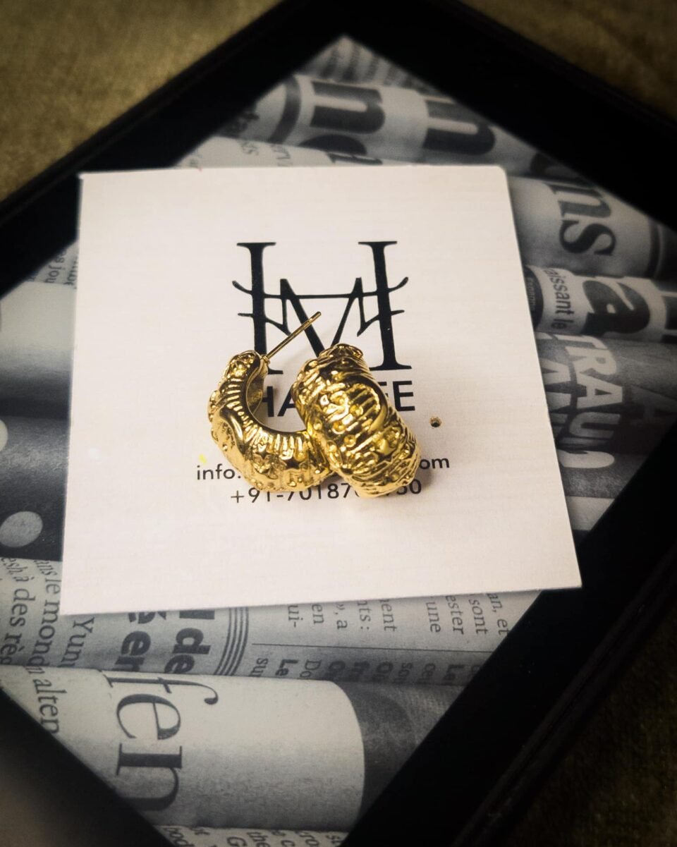 Bold Tarnish Free Gold Shiny Twisted Hoop Earrings - Water Resistant Jewellery