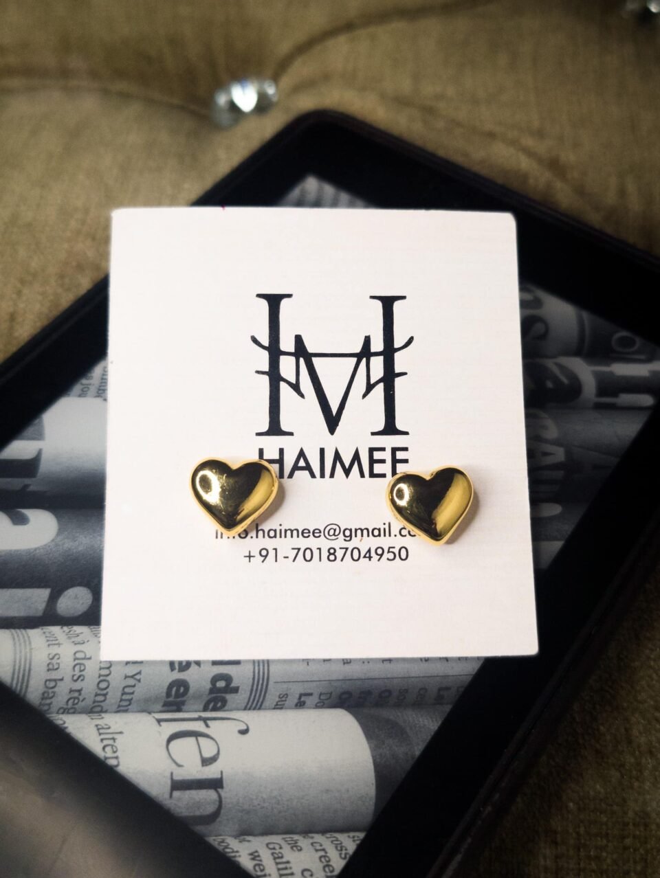 Anti Tarnish Gold Plated Heart Stud Earrings | Buy Online