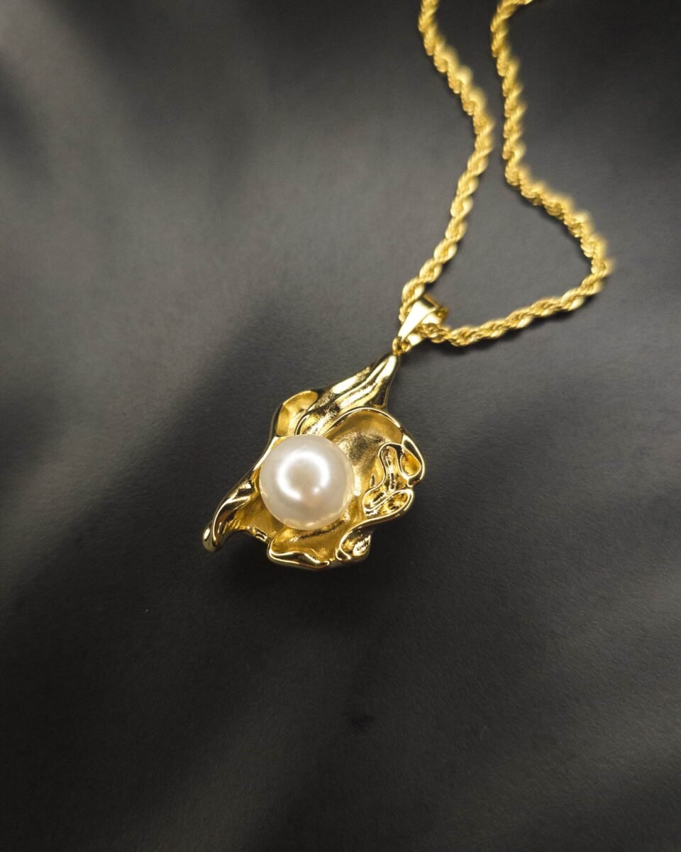 Unique Gold Plated Pearl Pendant Necklace - Anti Tarnish Minimalist Design