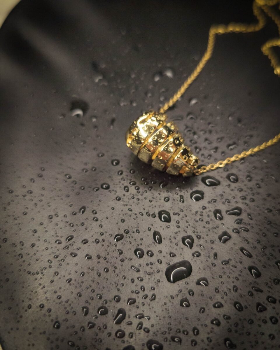 Stylish Tarnish Free Gold Shiny Segmented Pendant | Stainless Steel Jewellery