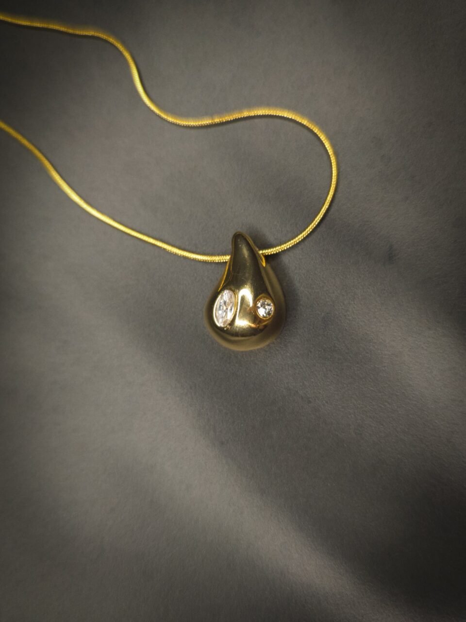 Lustrous Zirconia Stone Drop Anti Tarnish Necklace