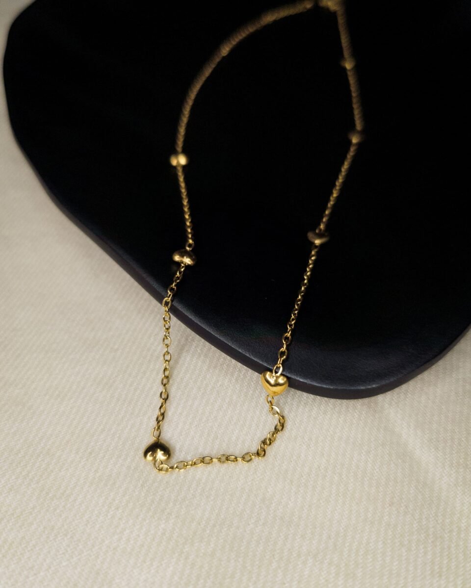 Gold Plated Anti Tarnish Stainless Steel Delicate Hearts Necklace