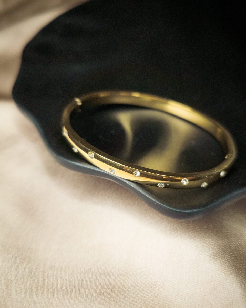 Elegant Tarnish Free Gold Plated Bracelet with Small Scattered CZ