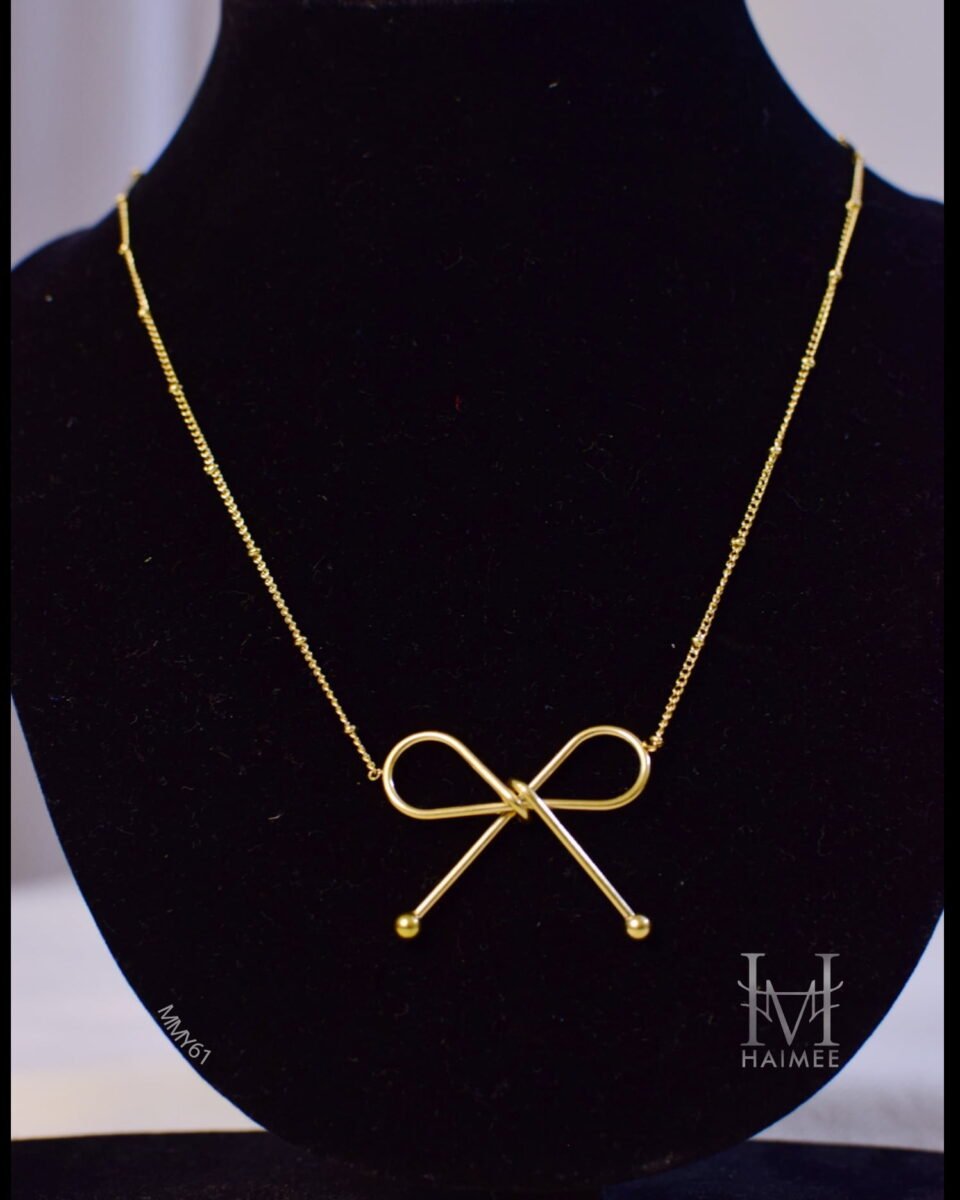 Gold Plated Anti Tarnish Bow Necklace | Premium Minimalist Design