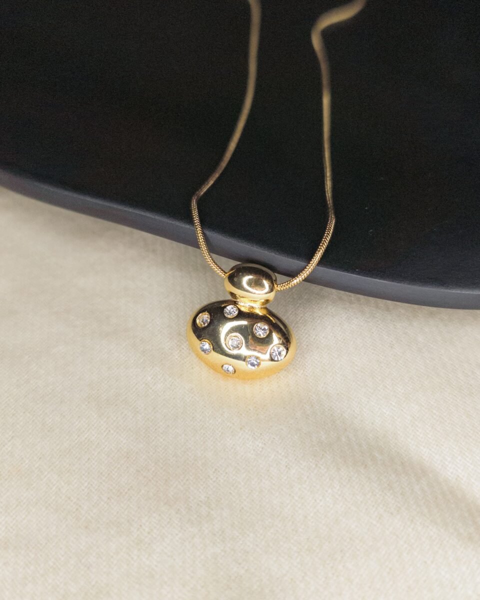 Premium Gold Plated Anti Tarnish Sparkle Pebble Pendant