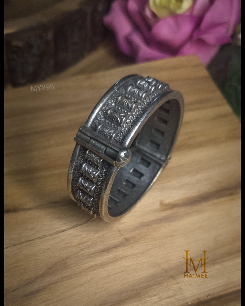 Oxidised Silver Openable Cuff Bracelet | Indian Traditional Jewellery
