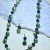 Premium green and black CZ stone necklace for ladies with matching earrings, perfect for elegant and affordable fashion.