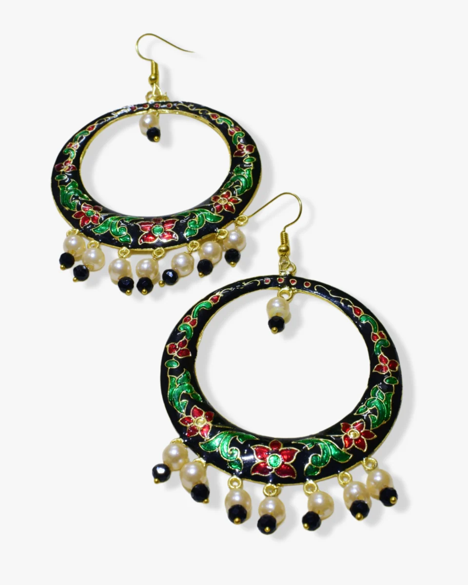 Meenakari Hand-Painted Chandbaali Earrings | Traditional Indian Jewellery