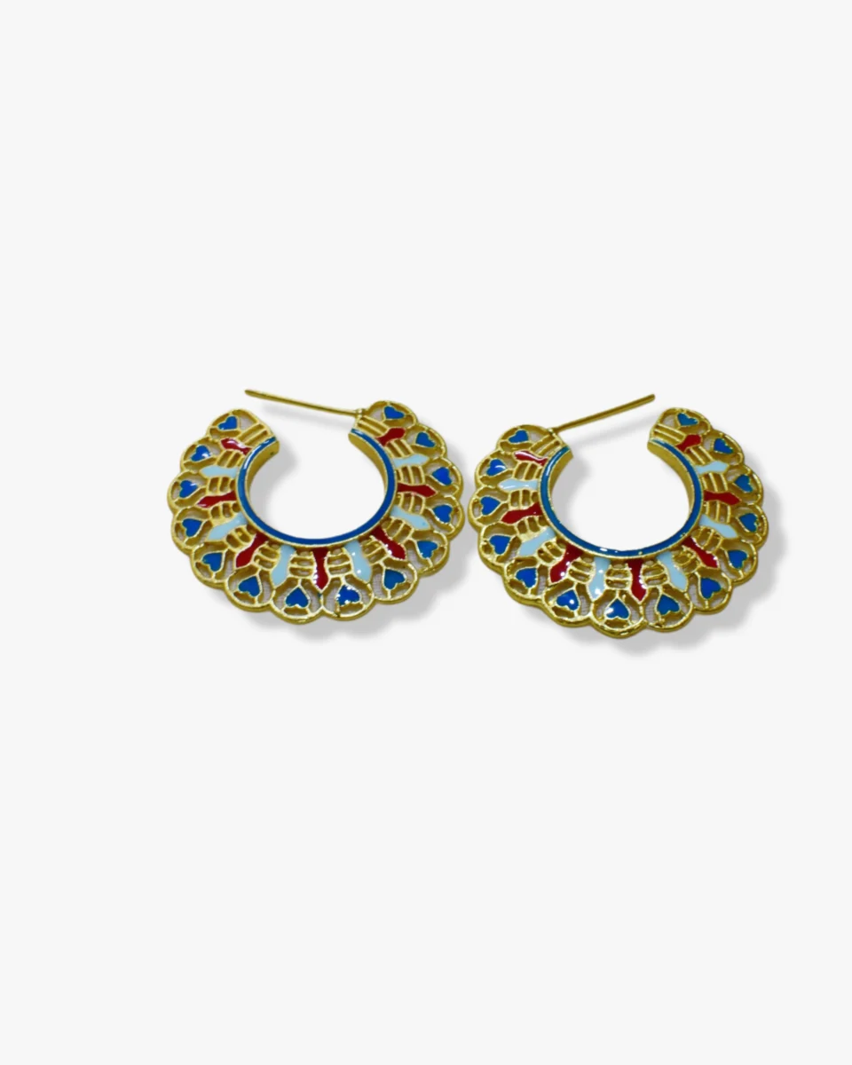 Shop Unique Vibrant Hand Painted Meenakari Hoops- Lightweight & Comfortable