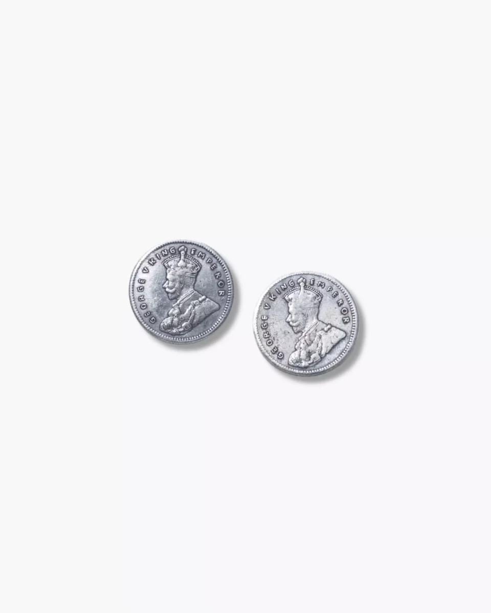 Classic King George V Silver Oxidized Coin Studs | Vintage Jewellery