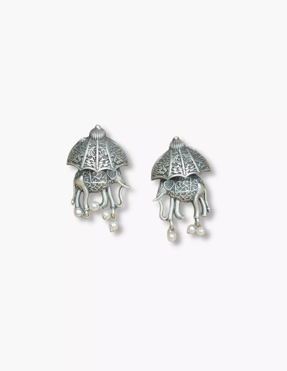 Elephant Earrings with Pearl Drops