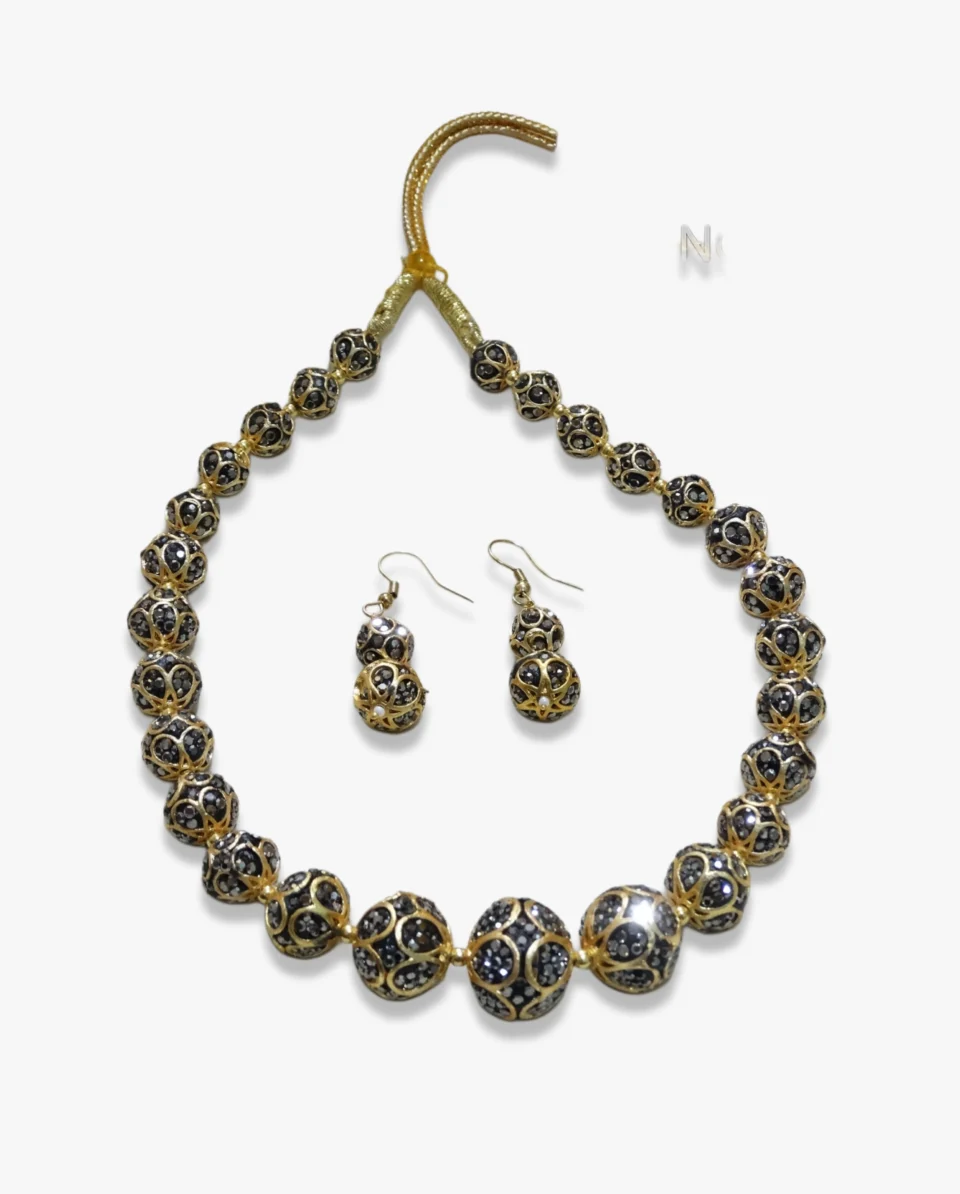 Affordable & Sparkling Gold Tone CZ Stone Necklace Set | Festival Jewelry India