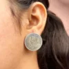 SILVER OXYDISED EARRING IN EAR