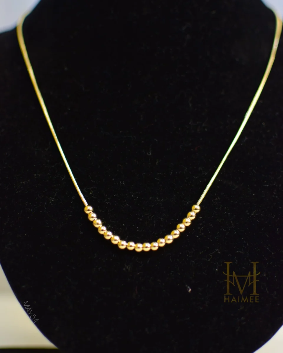 Gold-Plated Anti-Tarnish Adjustable Beaded Chain Necklace